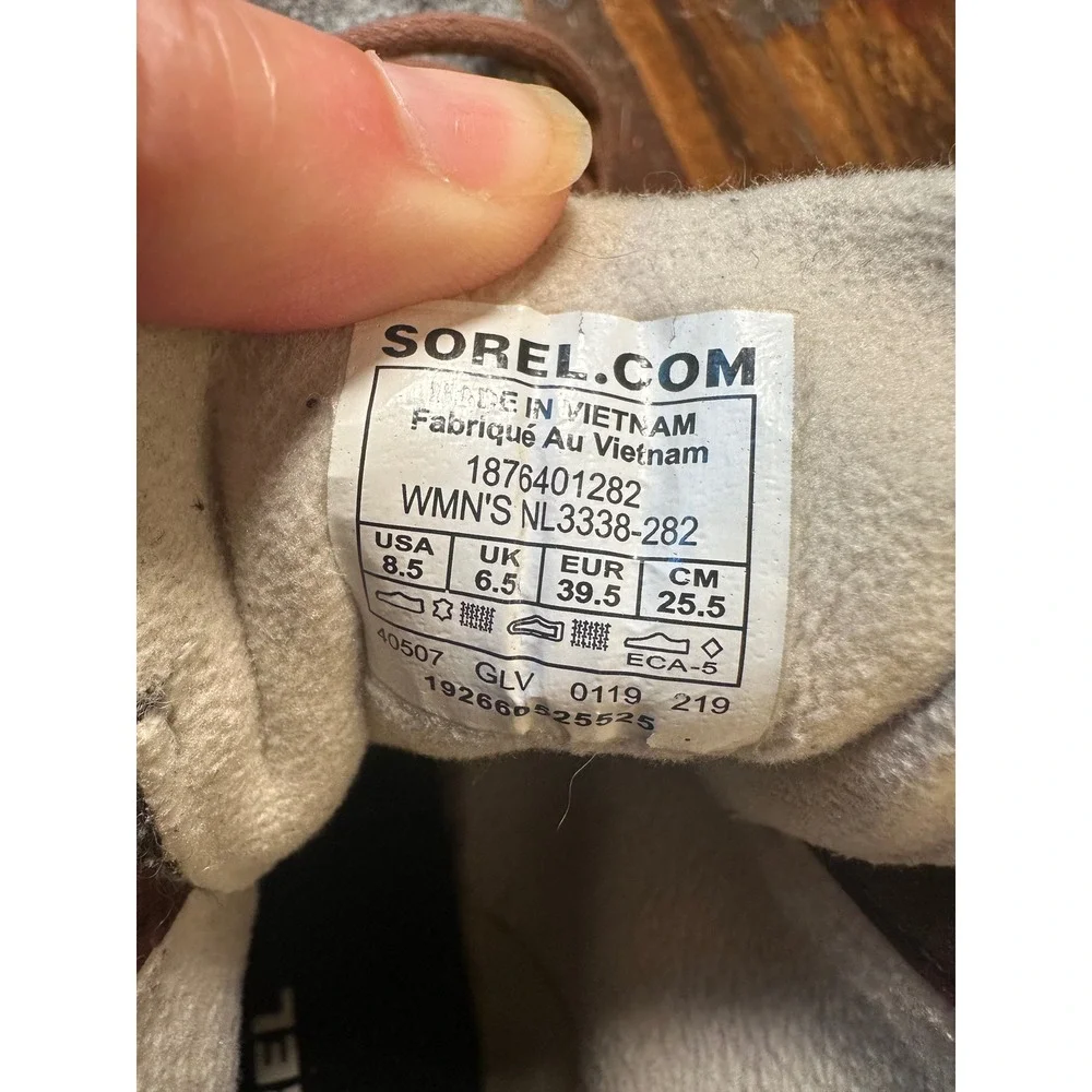 Sorel Harlow Lace Cozy Boots Burro Light Grey Womens 8.5 Leather & Shearling